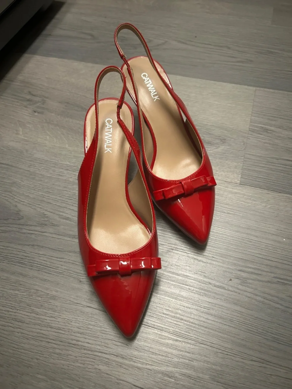 Catwalk Red Patent Slingback Bow Heels